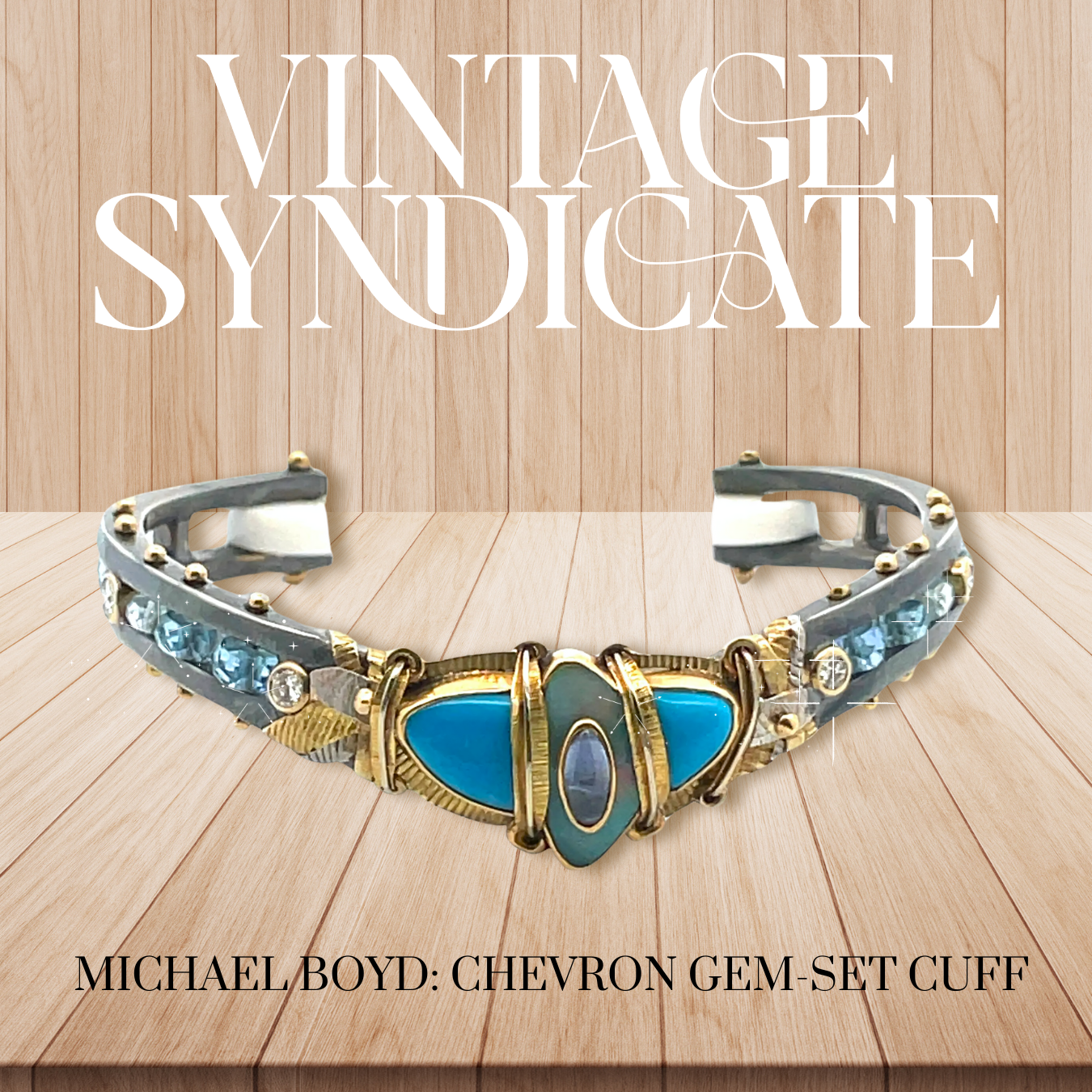 Michael Boyd Chevron Gem-Set Cuff with Iolite, Opal, and Gem Silica