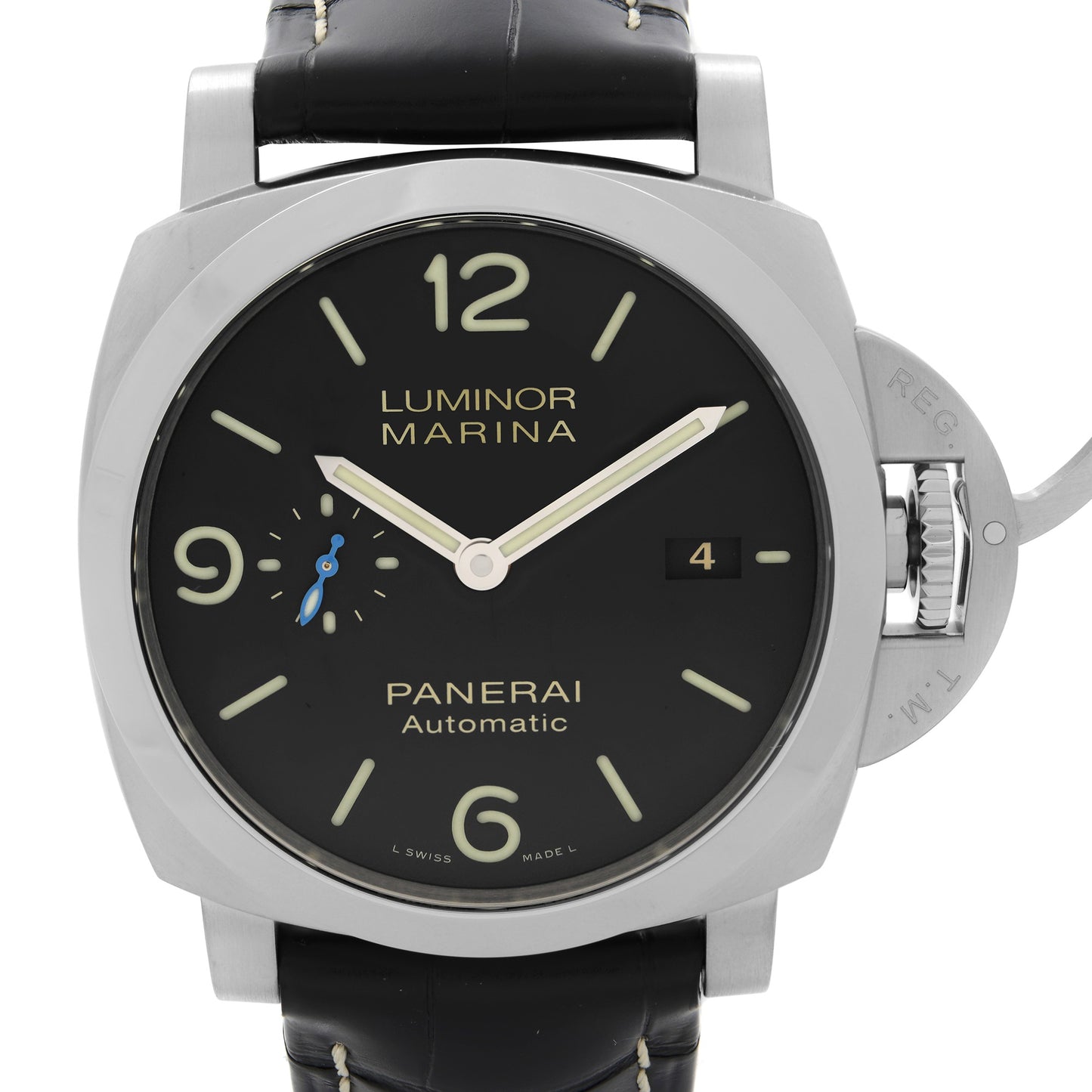 Panerai Luminor Marina Steel Black Dial Leather Strap Automatic Watch PAM01312