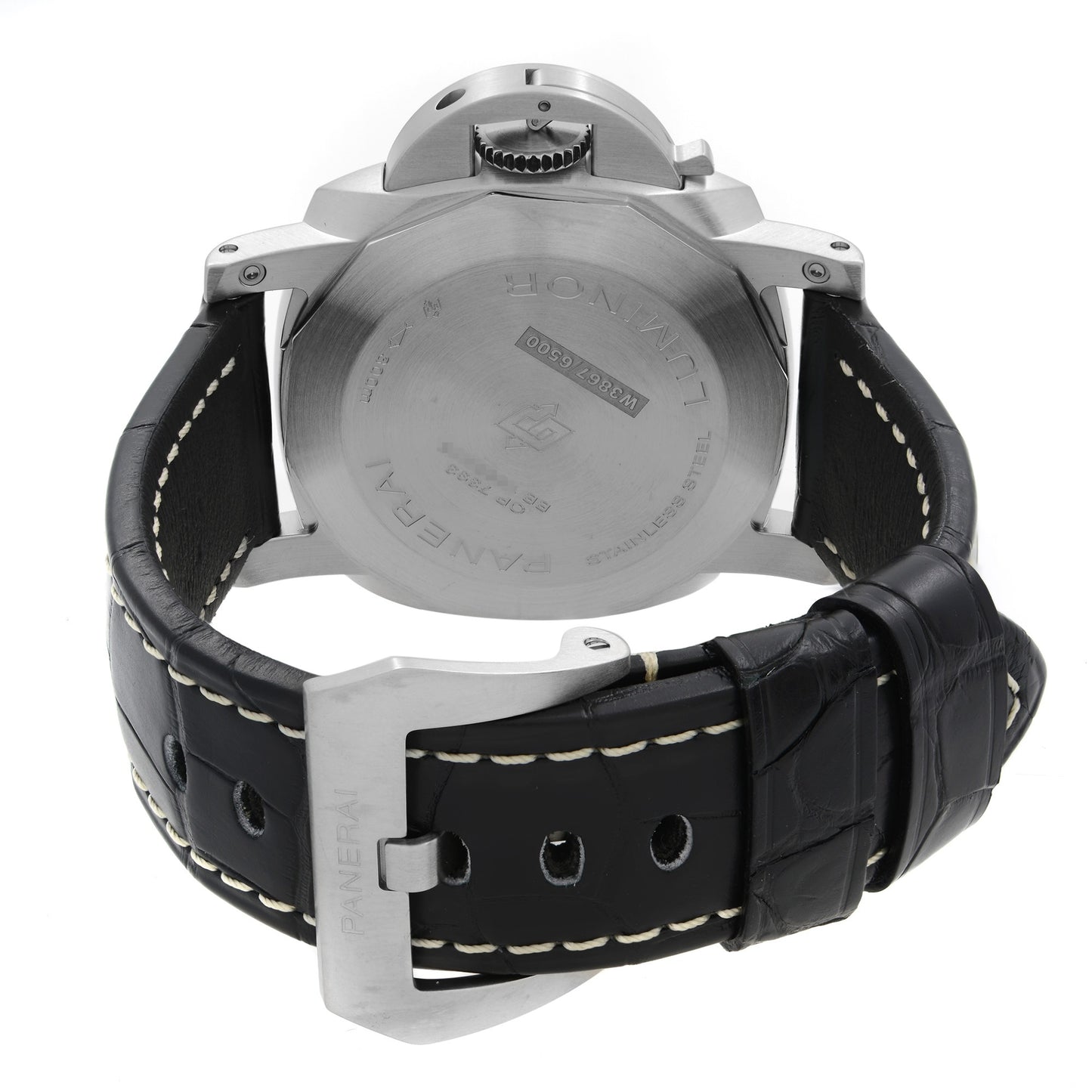 Panerai Luminor Marina Steel Black Dial Leather Strap Automatic Watch PAM01312