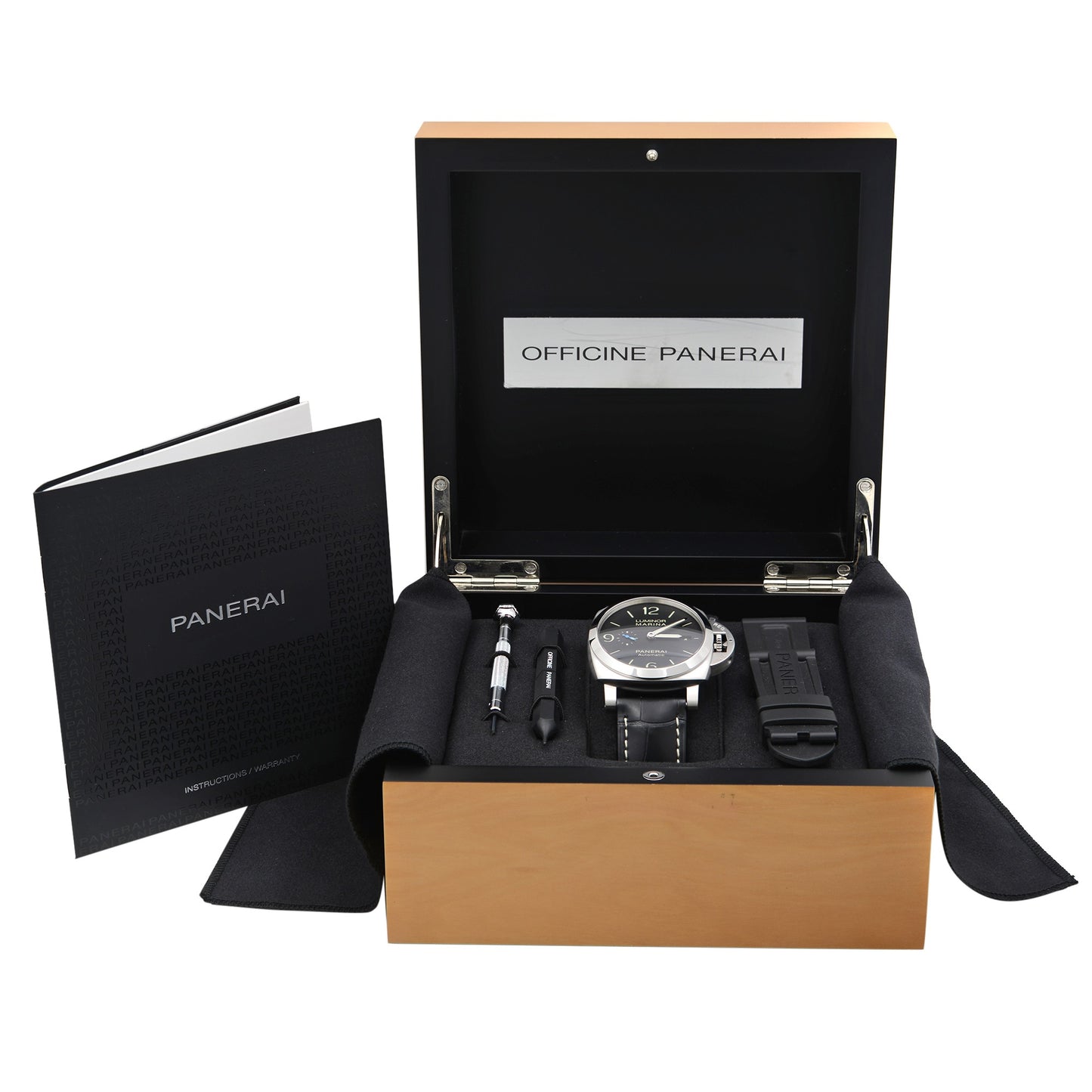 Panerai Luminor Marina Steel Black Dial Leather Strap Automatic Watch PAM01312