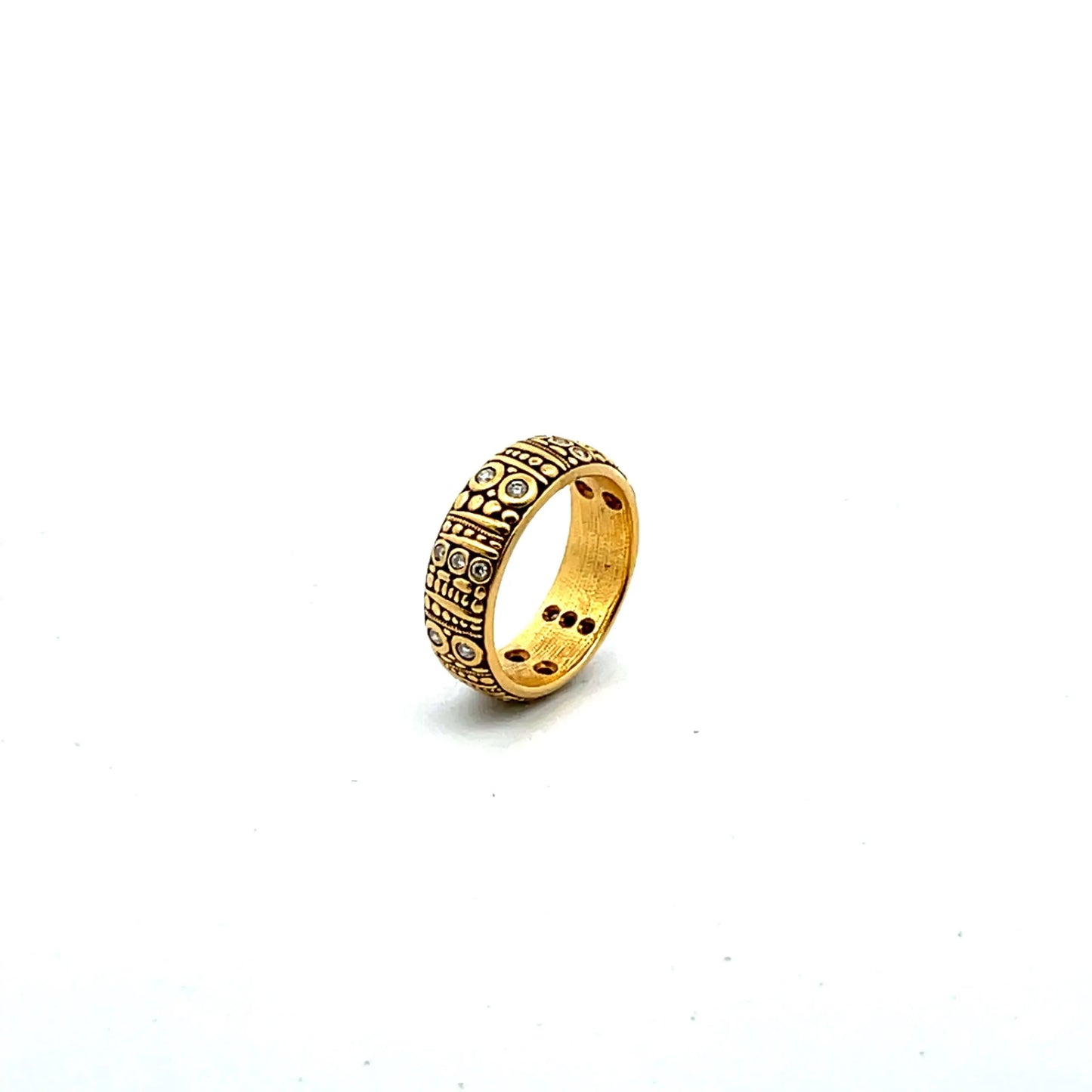 Alex Sepkus: Carved Diamond 18K Yellow Gold Band