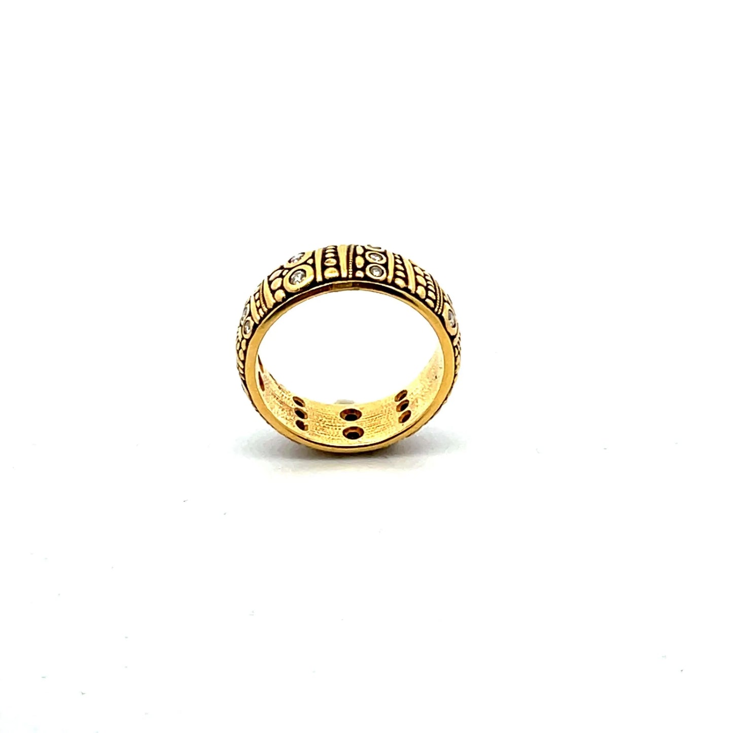 Alex Sepkus: Carved Diamond 18K Yellow Gold Band