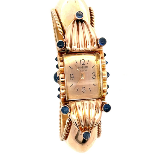 Universal Geneve 1950s 18K Rose Gold & Sapphire Women's Watch