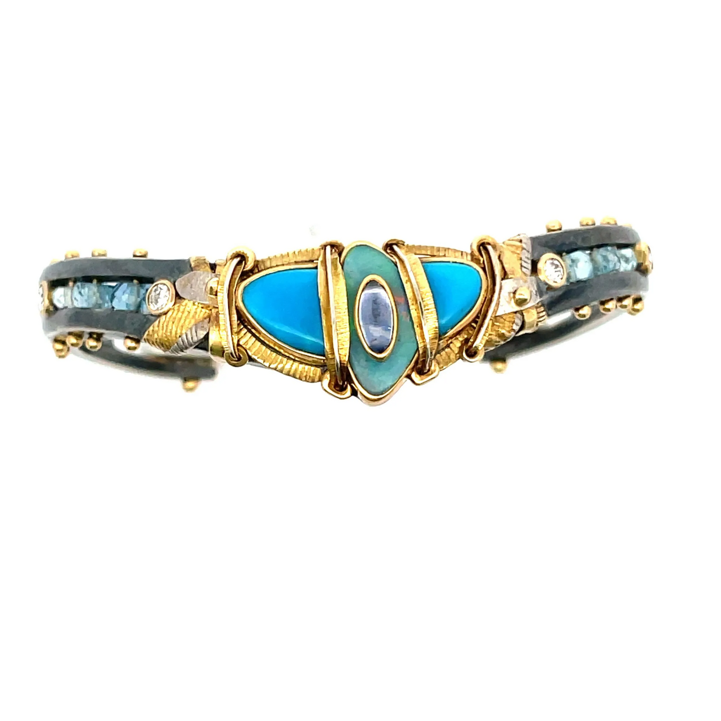 Michael Boyd Chevron Gem-Set Cuff with Iolite, Opal, and Gem Silica