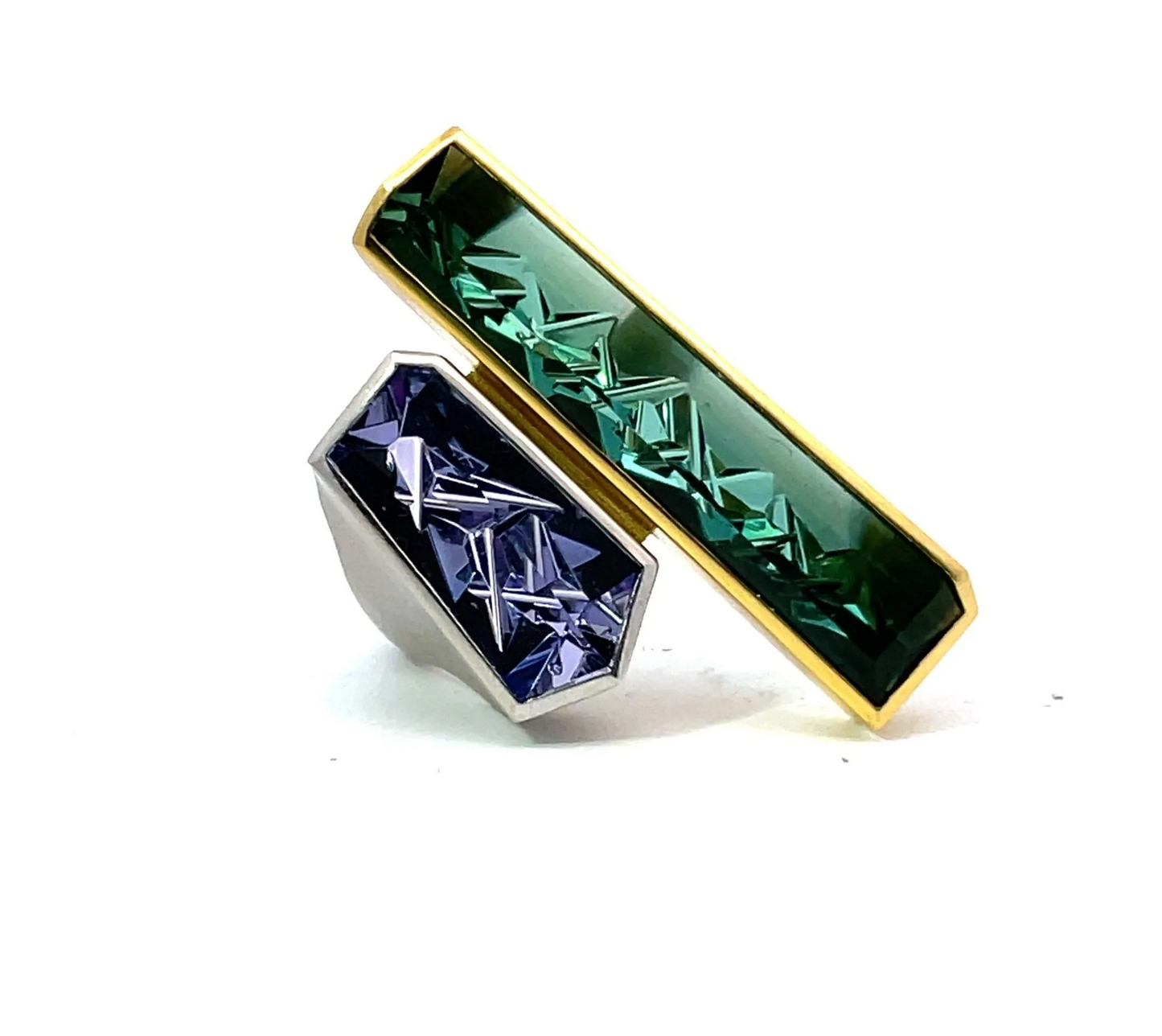 Tom Munsteiner Tourmaline and Tanzanite Ring in 18K Gold and Platinum