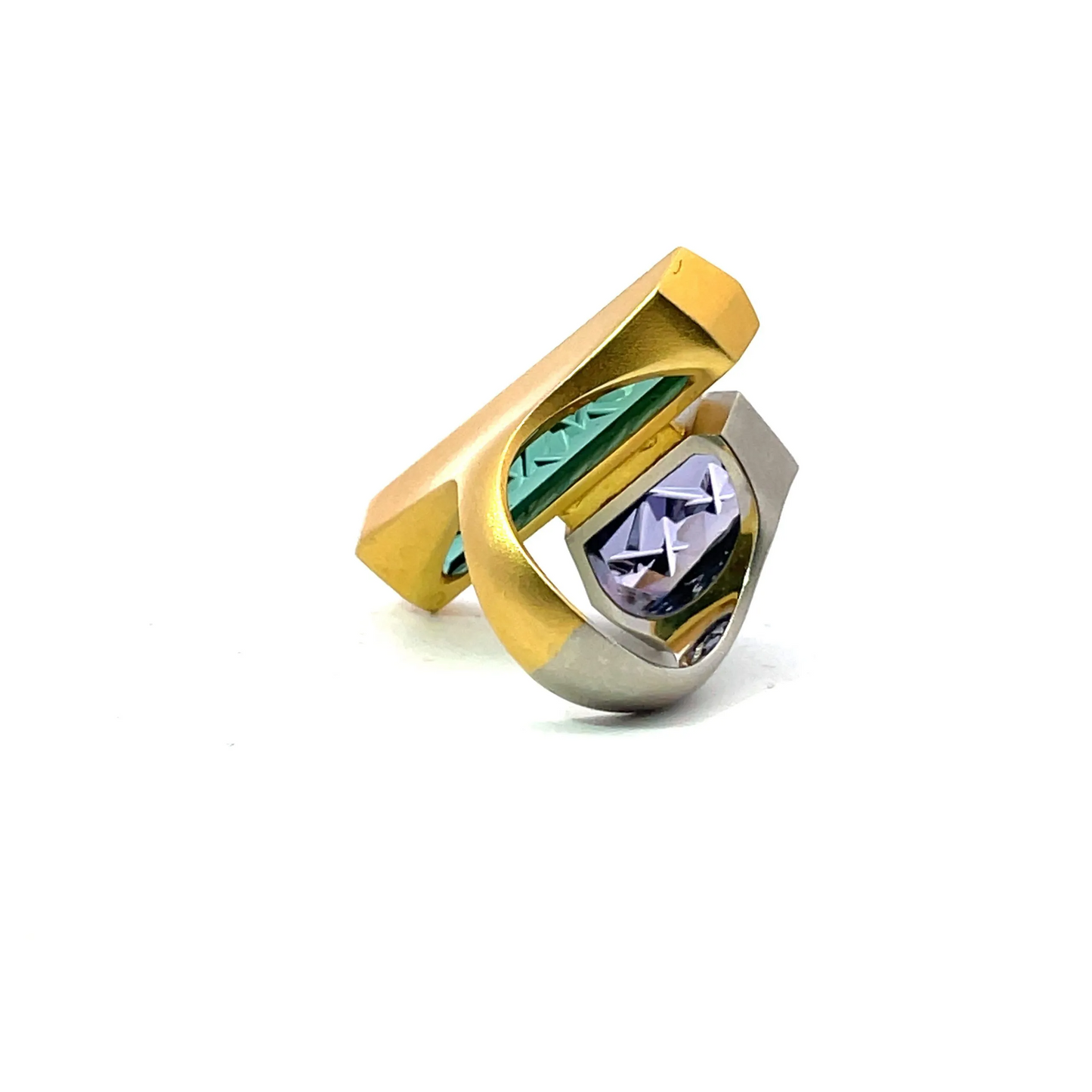 Tom Munsteiner Tourmaline and Tanzanite Ring in 18K Gold and Platinum