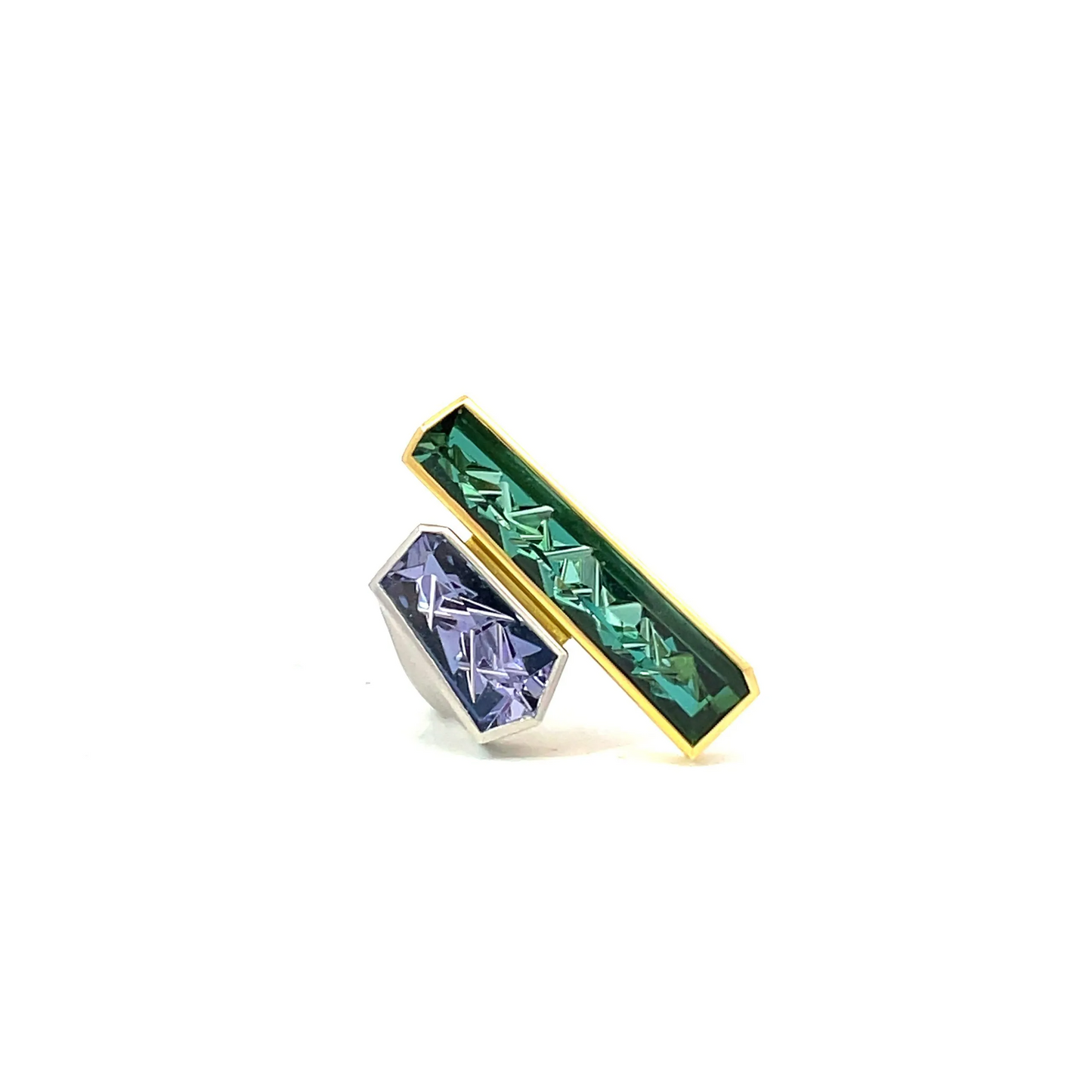 Tom Munsteiner Tourmaline and Tanzanite Ring in 18K Gold and Platinum