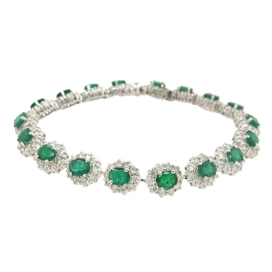 Emerald and Diamond Bracelet in 18K White Gold