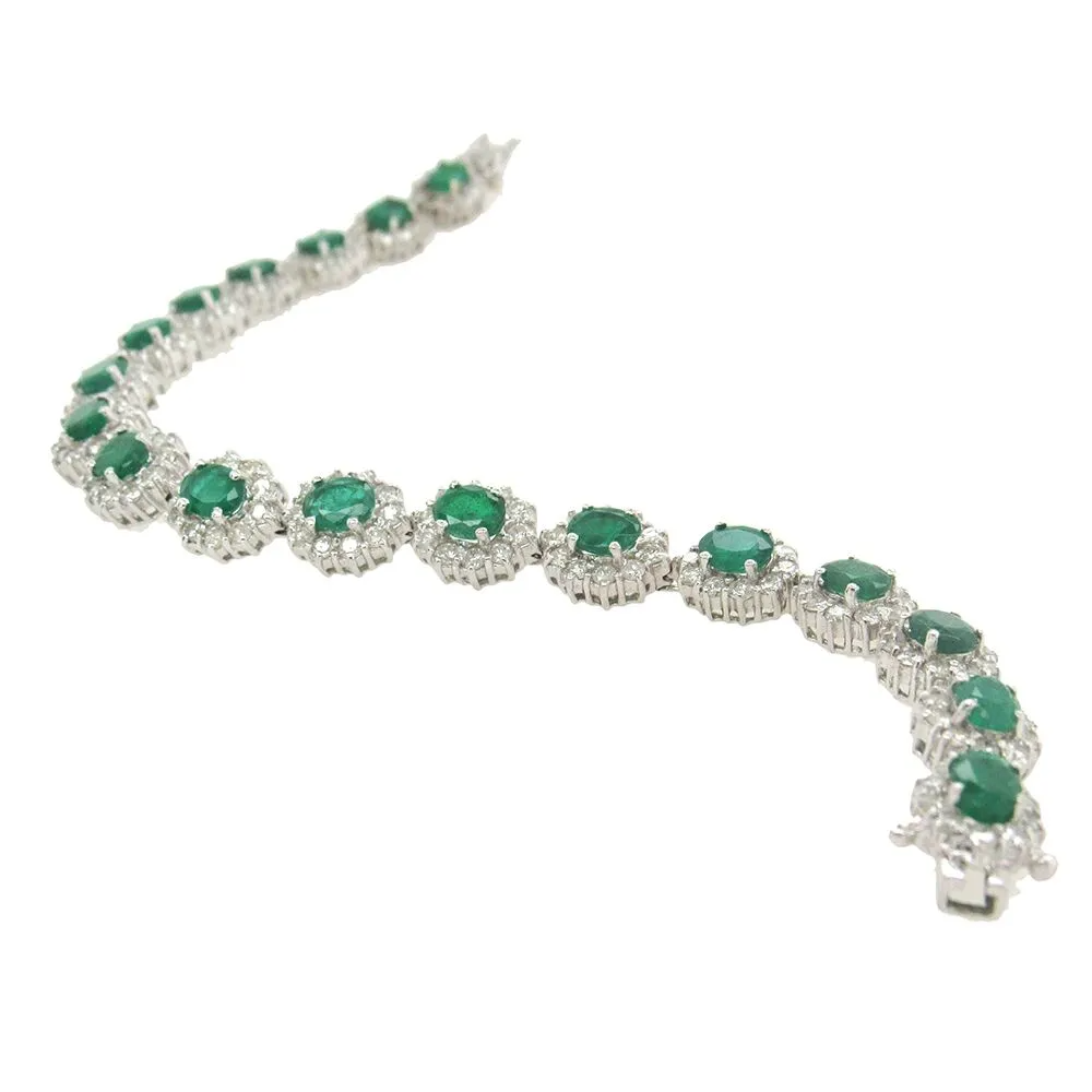 Emerald and Diamond Bracelet in 18K White Gold