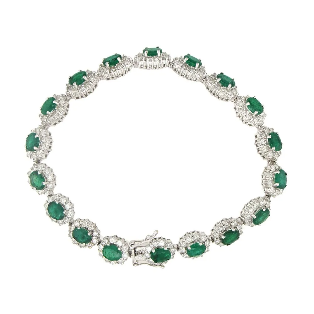 Emerald and Diamond Bracelet in 18K White Gold