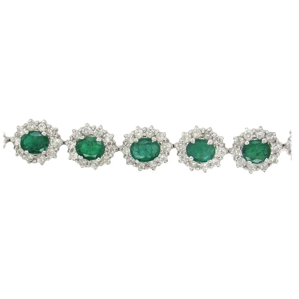 Emerald and Diamond Bracelet in 18K White Gold