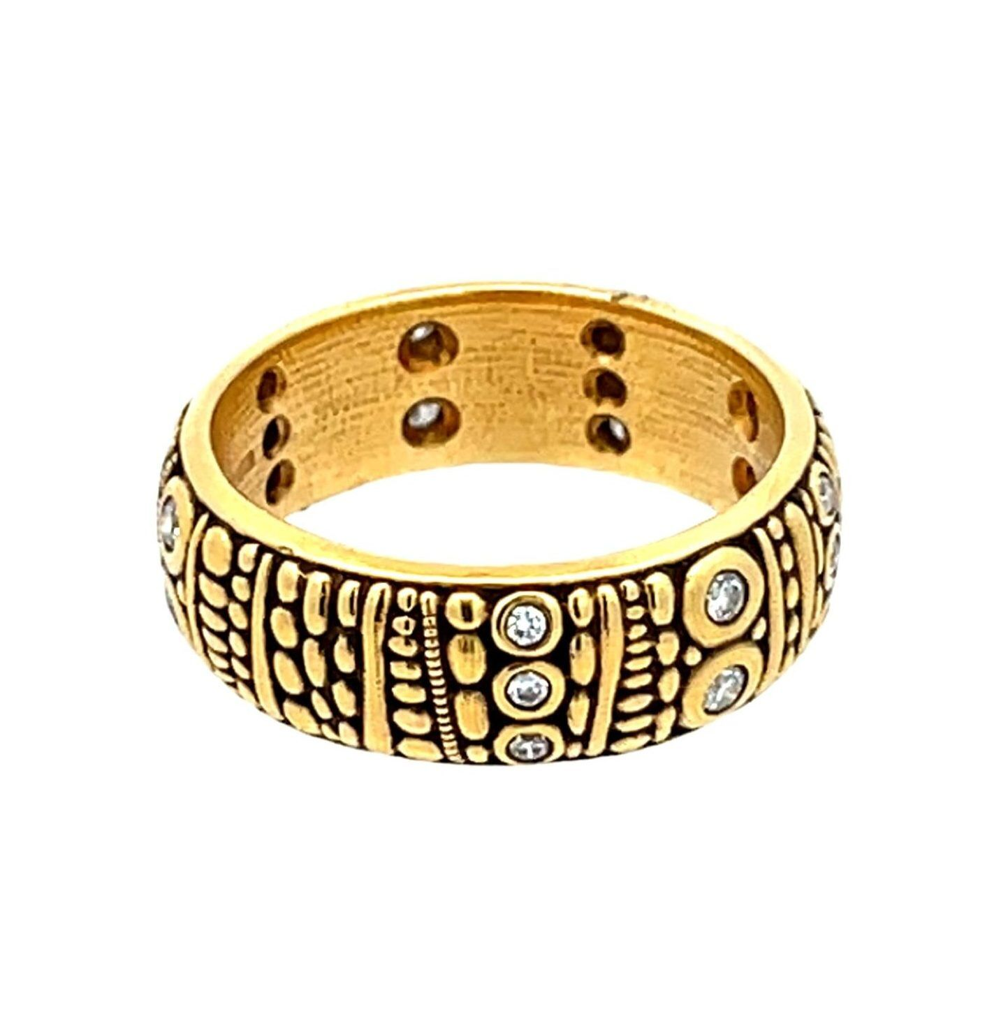 Alex Sepkus: Carved Diamond 18K Yellow Gold Band